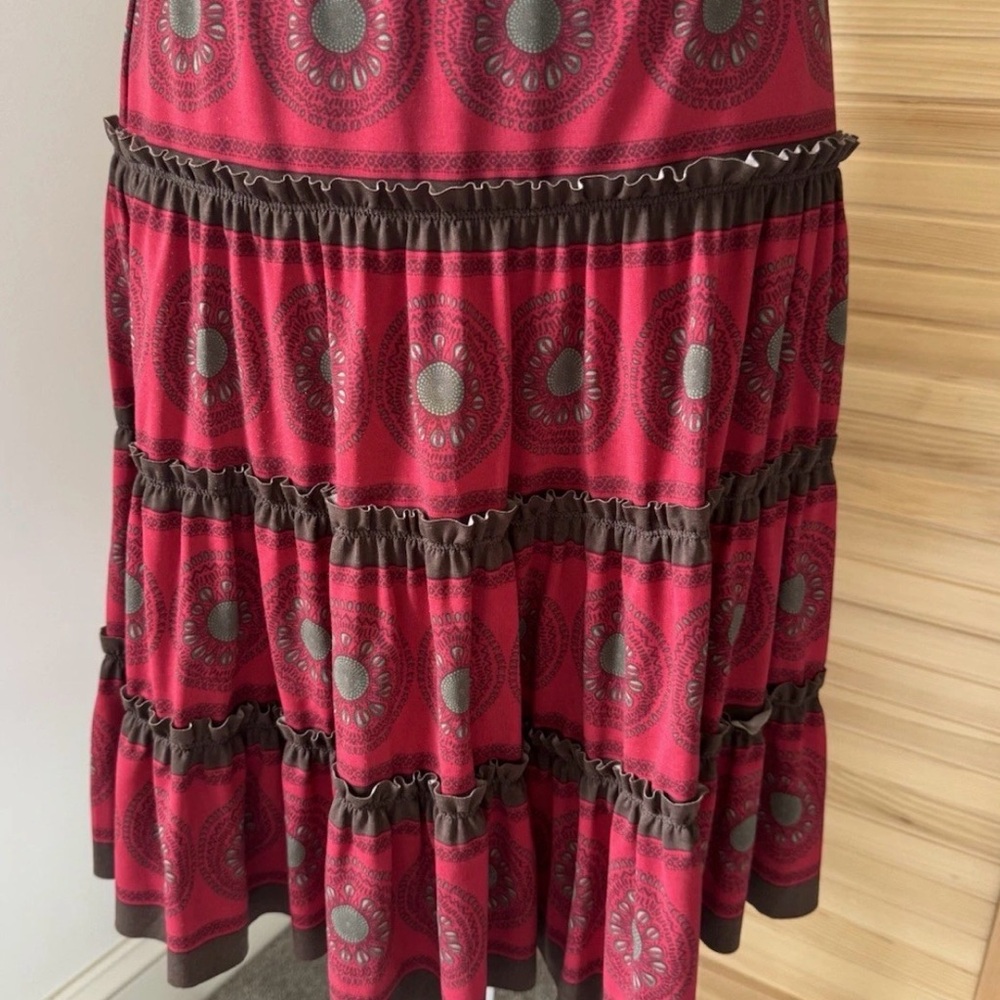 bcbgmaxazria Womens Skirt Stretch Brown Maroon Aztec Sm